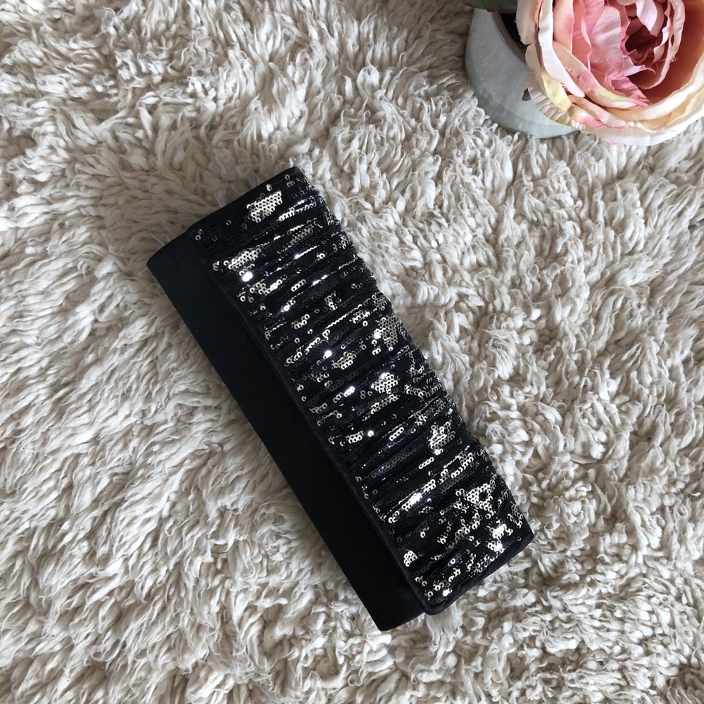 Black sequin clutch